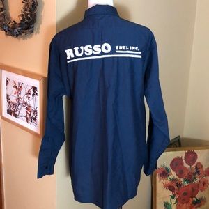 VINTAGE 70 sz LARGE Fuel Oil Embroidered WORKshirt